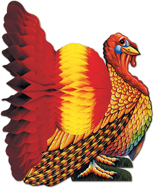 Beistle Tissue Paper Turkey Centerpiece For Thanksgiving Party Decoration Autumn Fall Harvest Home Decor