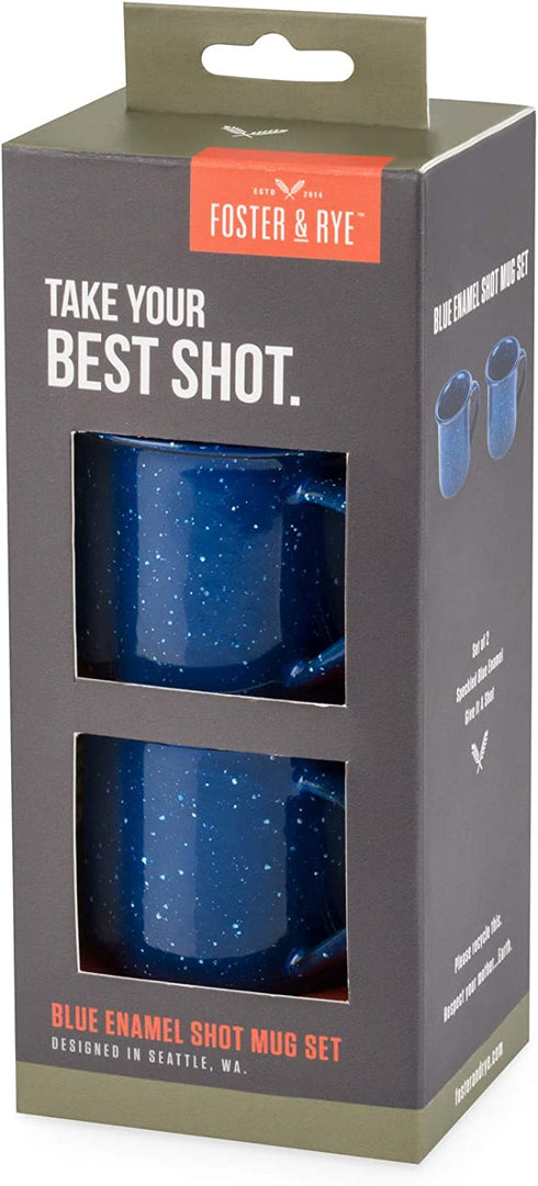 Foster & Rye Blue Enamel Set Specialty Shot Glasses, 2 Count (Pack of 1)