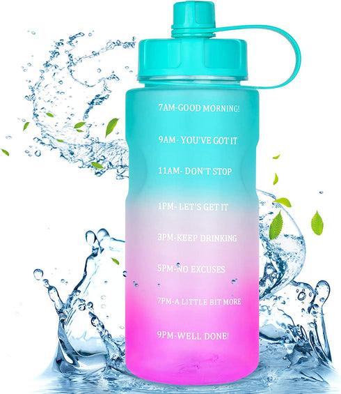 Water Bottle 64 oz Water Bottles With Times to Drink, Leakproof BPA Free Bottle with Time Marker, Reusable Daily Water Bottle for Gym, Sports & Outdoor