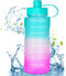 Water Bottle 64 oz Water Bottles With Times to Drink, Leakproof BPA Free Bottle with Time Marker, Reusable Daily Water Bottle for Gym, Sports & Outdoor
