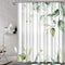 Green and White Shower Curtain Green Leaves Fabric Shower Curtains Botanical Themed Floral Shower Curtain for Bathroom Watercolor Leaf Shower Curtain Sets Waterproof with Hooks, 72? X 72?