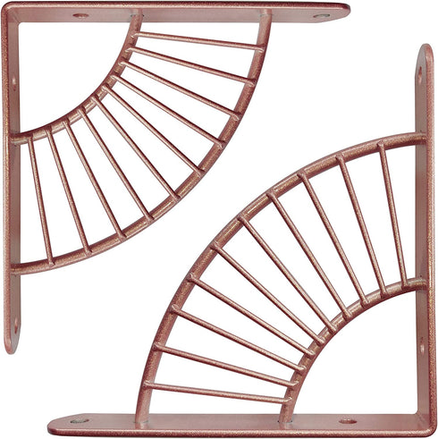 EKR Metal Shelf Braket 2 Pcs for Floating Shelves DIY L Shape Shelving Brackets Right Angle Home D©cor Accents Storage Kitchen Office Decoration Gold Rose 5.9 Inches Wood Not Included