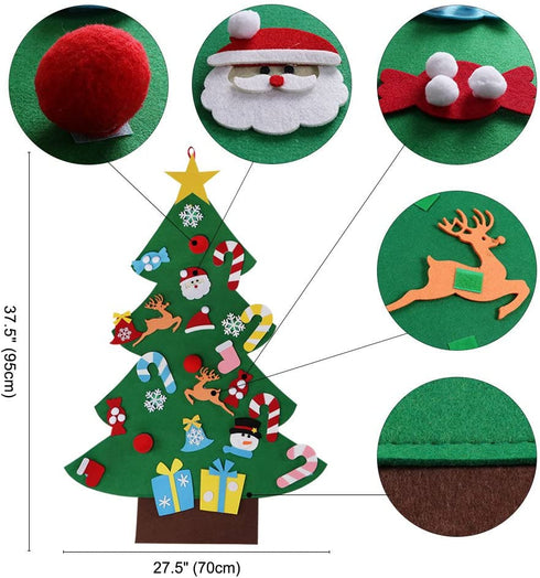 OurWarm DIY Felt Christmas Tree Set with Ornaments for Kids, Xmas Gifts, New Year Door Wall Hanging Decorations