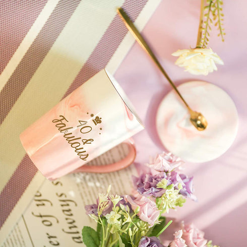 40th Birthday Gifts Women 40th and Fabulous Cup 40 and Fabulous Gifts for Women 40th Birthday Mug 40th Anniversaries Gifts 40th Gifts Idea for Women Her Wife Mom Grandma Sister Bff Friend 14 Ounce
