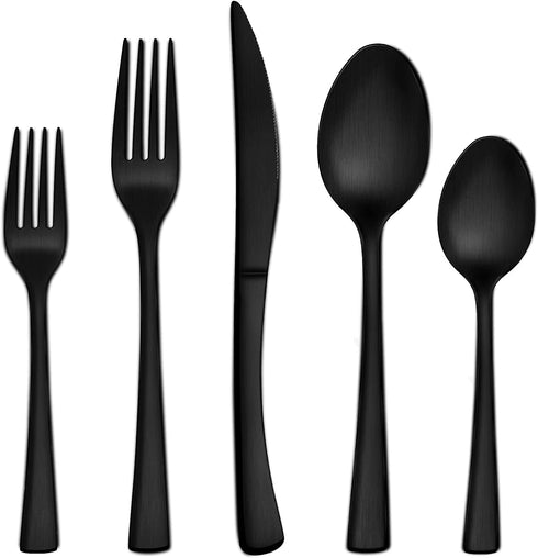 Bestdin 20-Piece Matte Black Silverware Set, Premium Stainless Steel Flatware Cutlery Set for 4, Spoons and Forks Set Includes Knife/Fork/Spoon, Dishwasher Safe