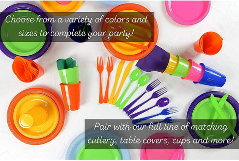 Exquisite 7 Inch. Dark Blue Plastic Dessert/Salad Plates - Solid Color Disposable Plates - 100 Count