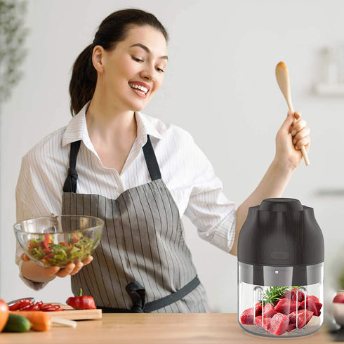 Electric Mini Garlic Chopper,Portable Wireless Onion Masher With Type-C Rechargeable,250ML Food Chopper Mincer With 3 Blades For Garlic/Fruits/Vegetables/Onions/Nuts/Pepper/Ginger/Salad (Black)