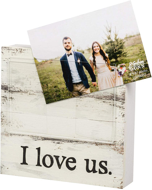 P. Graham Dunn I Love Us Whitewash 7 x 7 Wood Box Wall Photo Frame Plaque