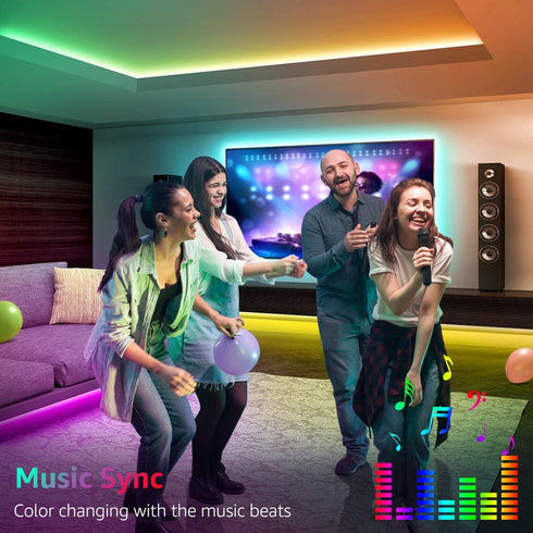 Lepro Music LED Strip Lights, 16.4ft RGB LED Strips with Remote Sync to Music, 5050 SMD LED Color Changing Strip Light for Bedroom, Home, TV, Parties and Fstivals