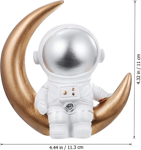 Amosfun Astronaut Figurine Resin Moon Spaceman Model Ornament Car Interior Figure for Astronaut Party Cake Topper Table Decoration (Gold)