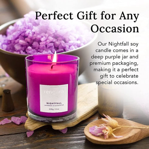 Candle Gifts for Women - Lavender Scented Candle for Home - Purple, Long Burning Soy Candle (40+ hrs / 8 oz) - Lavender & Eucalyptus