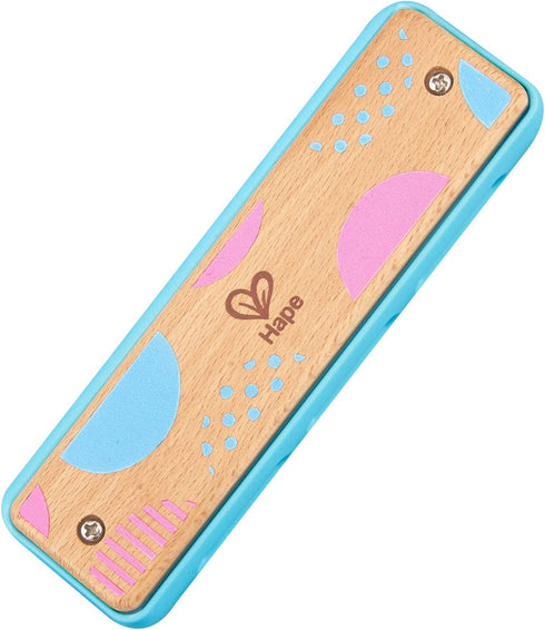 Hape Blues Harmonica | 10 Hole Wooden Musical Instrument Toy for Kids, Blue (E8915)