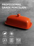 Sweese 307.106 Porcelain Butter Dish with Lid, Perfect for East West Coast Butter, Orange