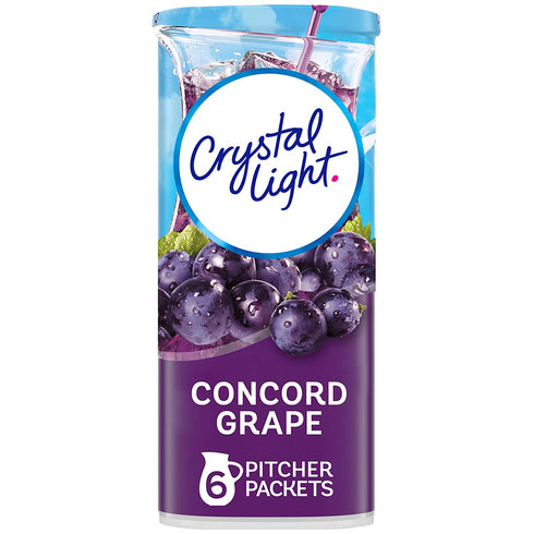 Crystal Light Sugar-Free Concord Grape Low Calories Powdered Drink Mix, Holiday Meals (6 Count Pitcher Packets)