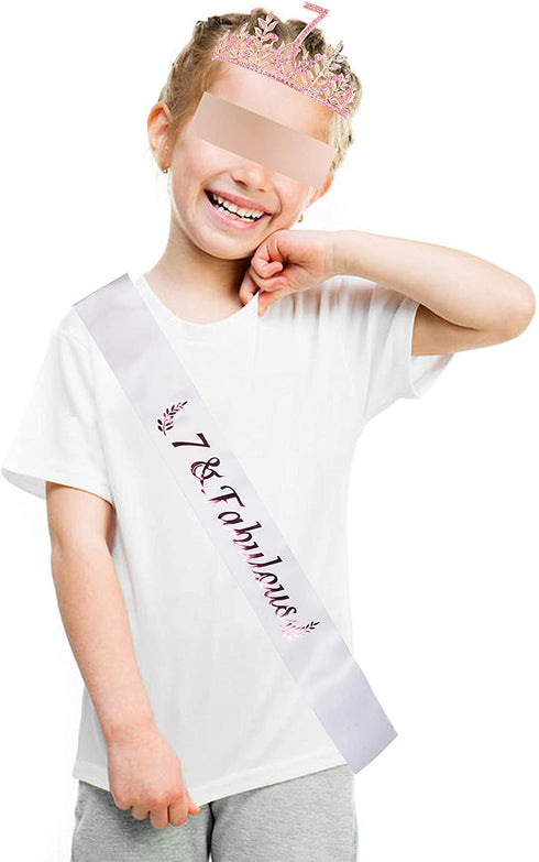 7th Birthday Gifts for Girls,7th Birthday Tiara and Sash,7 Fabulous Sash and Crystal Tiara,7th Birthday Decorations for Girls,7th Birthday Party Supplies,Happy 7th Birthday,7th Birthday Crown