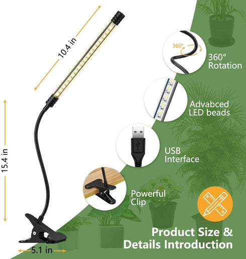Grow Light, LaMuVii Grow Lights for Indoor Plants with Full Spectrum 4/8/12H Timer 5 Dimmable Levels, Desk Plant Lamp for Greenhouse Hydroponics Succulent Flower