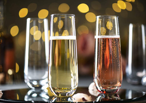 Stemless Champagne Flutes, by Kook, Durable Glass, Mimosa, Cocktail Glasses Set, Prosecco Wine Flute, Water Glasses, Highball Glass, Bar Glassware, Toasting Wedding Glasses, Set of 8, 10.5oz