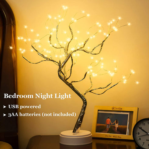 20" Tabletop Bonsai Tree Light with 108 LED Copper Wire String Lights, DIY Artificial Tree Lamp, Battery/USB Operated, for Bedroom Desktop Christmas Party Indoor Decoration Lights (Warm White)