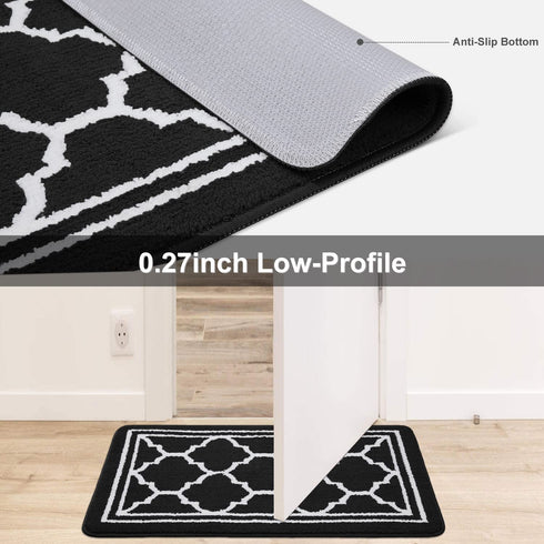 Buganda Indoor Door Mat (20x32,Black) Resist Dirt and Absorbent Entryway Rug, Anti-Slip, Low Profile Inside Floor Mat Door Rugs for Entrance