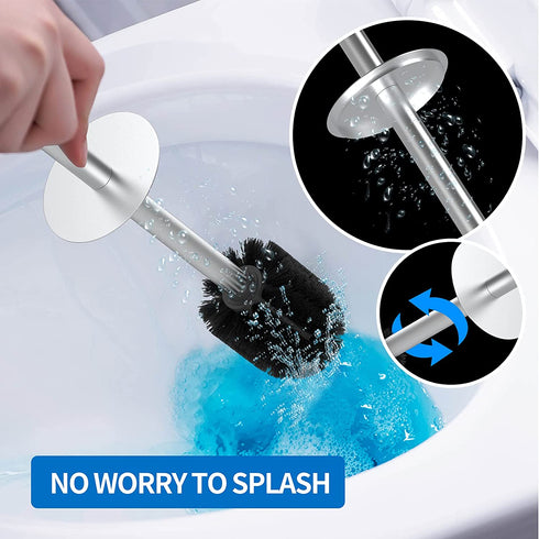 Toilet Brush, Compact Freestanding Stainless Steel Toilet Bowl Brush and Holder for Bathroom, Designed for Deep Cleaning, Space Saving, and Durability
