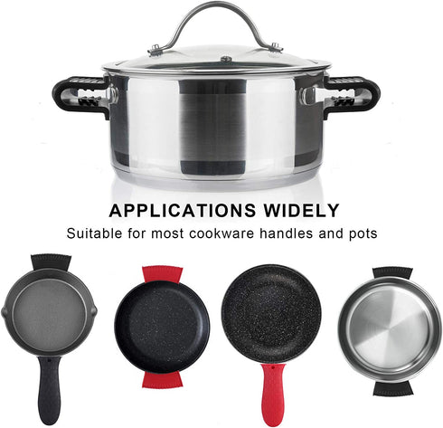 10 Pcs Non-Slip Silicone Hot Handle Holder & Assist Grips, Potholder for Cast Iron Skillets, Heat Resistant Handle Cover Sleeve for Frying Pans, Casserole, Cookware Handles
