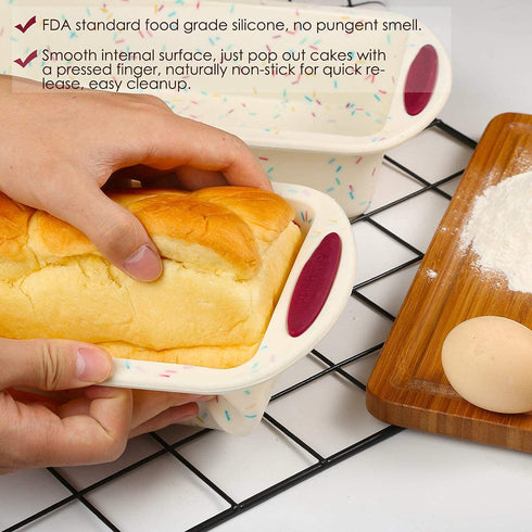 Gifbera Non-Stick Silicone Bread & Loaf Pan Set of 2 for Baking Bread Meatloaf Quiche Lasagna, 10 x 5 Inch, Good Grips, 2-Pack