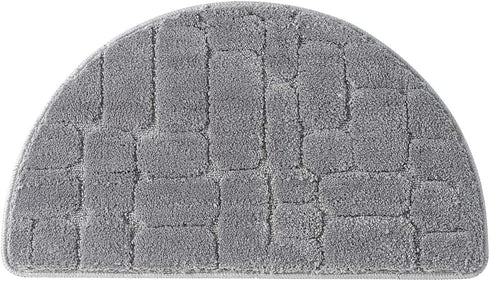 w5bhj88 Half Moon Entrance Door Mat, Semi Circle Non-Slip Bath Mat, Super Absorbent Microfiber Shaggy Pile Rug Soft Touch Carpet Shower Rug for Home Bathroom Bedroom(40x68CM,Grey)