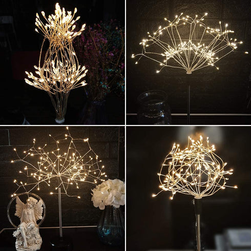Firework Table Lamp Fairy Light 120 LED DIY Starburst Dandelion Battery Powered 8 Modes Lights with Remote Control for Banquet Party Home Garden Dinner Table Decoration Thanksgiving Christmas Wedding