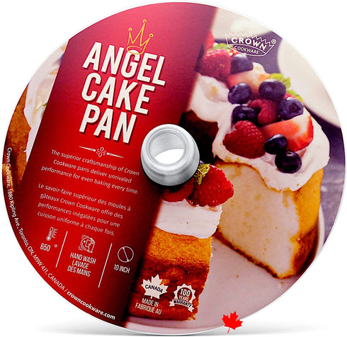 Crown Angel Food Cake Pan 10", Extra Sturdy, One-piece Design, Easy Clean, Made in Canada