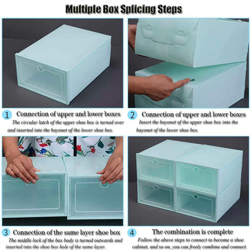 Shoe Organizer for Closet Organizer Bins Plastic Box Shoe Storage Boxes Clear Stackable Clear Shoe Storage Boxes Bathroom Organizer Bins Pantry Organizer Bins Under Bed Shoe Organizer (2PCS)