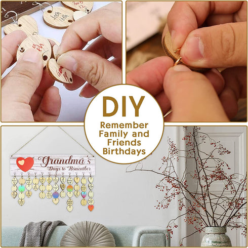 Mothers Day Gifts for Grandma, Wooden Birthday Calendar Board, Grandma's Birthday Reminder Tracker Plaque, Mother's Day Gift for Nana Grandparents from Grandkids