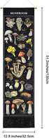 Mushroom Tapestry Black Background Tapestry Vertical Tapestry Illustrative Reference Chart Tapestry Wall Hanging for Room(12.8 x 51.2 inches)