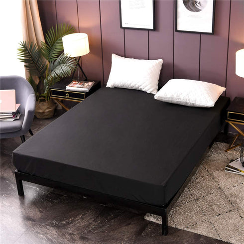NTBED Black Waterproof Mattress Protector Cover Queen Size 14 inches Deep Pocket Polyester Bed Cover Solid Color Fitted Sheet (60˜™x80˜™ (Black, Queen)