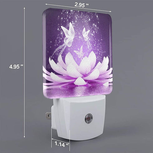 Lotus Flower Plug in LED Night Light Automatic Dusk to Dawn Sensor Wall Decorative for Bright Bathroom Bedroom Kids Room Hallway