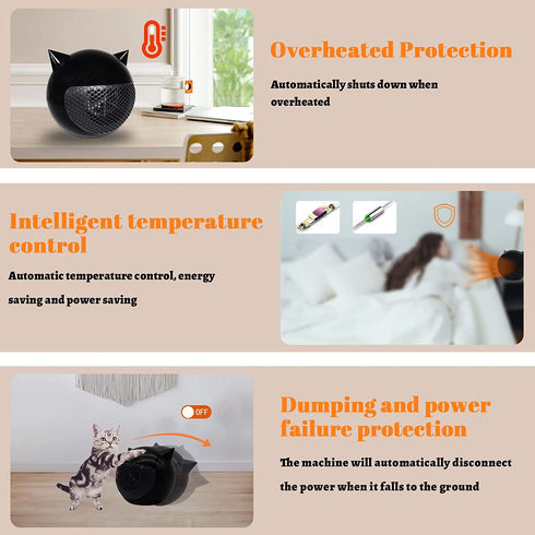 Small Space Heater, 600W Ceramic Desk Heater for Indoor Use, 3s Fast Heating Electric Space Heater with Thermostat, Tip-over & Overheat Protection, Portable Small Heater for Home Office use large room