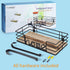 TJ.MOREE Ironing Board Hanger Wall Mount - Laundry Room Iron and Ironing Board Holder with Large Storage Wooden Base Basket and Removable Hooks (Black)