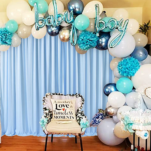 10ftx7ft Blue Wrinkle-Free Backdrop Drapes, Blue Polyester Background Curtains Backdrop Decorations for Wedding Home Party Supplies