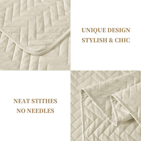SEMECH Queen Beige Quilt, Queen Sized Bedspread, Beige Bedspread Quilt 3pcs Including 1 Quilt and 2 Shams 100''x106'' (Full / Queen, Sand Beige)