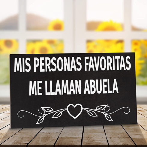 JennyGems Gifts for Abuela, Abuela Gifts from Granddaughter Grandson, Mis Personas Favoritas Me Llaman Abuela Wooden Sign, Regalo Para Abuela, Abuela Gifts for Christmas, Grandma Birthday Gifts