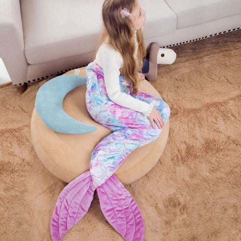 Mermaid Blanket for Little Girls, All Seasons Mermaid Tails Sleeping Bags Multicolor Plush Soft Premium Microfiber Rainbow Fish Scale Design Snuggle Blanket