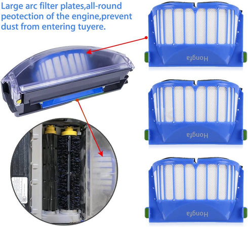 Hongfa Replacement for Roomba 614 Parts, Replenishment Kit Parts for Roomba 690 680 650 660 651 614 652 and 500 Series 595 585 564,Included Side Brush,Bristle Brush and Flexible Brush