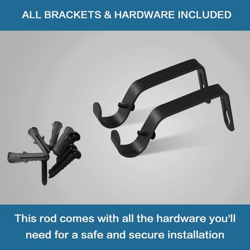 H.VERSAILTEX Window Curtain Rods for Windows 28 to 48 Inches Adjustable Decorative 3/4 Inch Diameter Single Window Curtain Rod Set with Classic Finials, Black with Antique Bronze Finishing