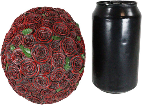 Ebros Valentine's Day of The Dead Red Floral Roses with Green Petals Skull Figurine DOD Rosa Sugar Skulls Statue As Cranium Skeleton Head Halloween Ossuary Macabre Altar Decor Collectible