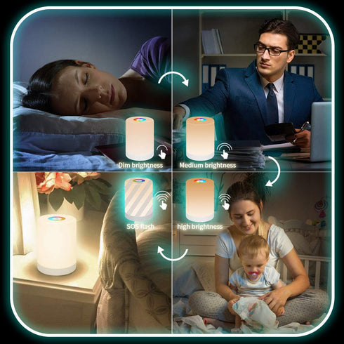 Nursery Night Light, RGB Color Changing Desktop Nightlight, Touch Night Light for Bedroom Breastfeeding, Rechargeable Portable Bedside Lamp, Birthday Gift for Baby Kids Teens Boys Girls