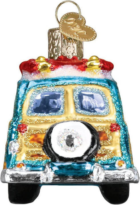 Old World Christmas Beach Gifts Glass Blown Ornaments for Christmas Tree Surfs Up Wagon