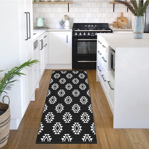 Boho Bedroom Rug 2'X4', Machine Washable Cotton Hand-Woven Area Rug Reversible Throw Rugs Entryway Rug Evil Eye Kitchen Runner Rugs Bath Rug for Laundry Room Bathroom Hallway