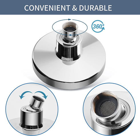 Fixed Shower Head 4 Inch with 5 Functions - AMAZINGAQUA 2021 Newest High Pressure Rainfall Shower Head Wall Mount Bathroom Shower Heads High Flow Rain Shower Head - Chrome