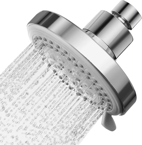 Fixed Shower Head 4 Inch with 5 Functions - AMAZINGAQUA 2021 Newest High Pressure Rainfall Shower Head Wall Mount Bathroom Shower Heads High Flow Rain Shower Head - Chrome