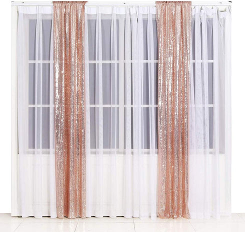 Poise3EHome Sequin Backdrop Curtain 2 Panels 3Ftx7Ft for Wedding Party Decor, Rose Gold