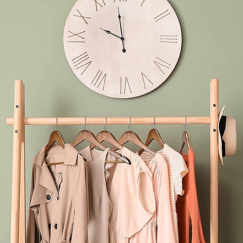 HOUSE DAY Wooden Hangers 10 Pack, Heavy Duty Coat Hangers for Closet, Smooth Finish Wooden Coat Hangers Suit Hangers with Non Slip Pants Bar, Sturdy Wood Clothes Hangers for Shirts, Wanult